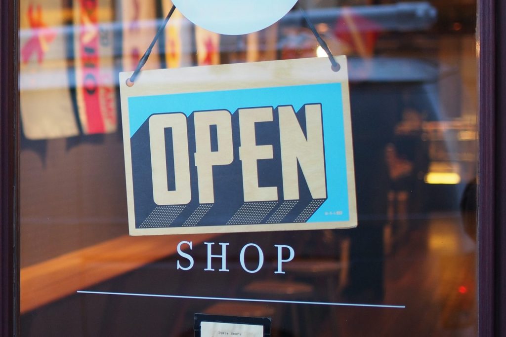 open sign in shop window